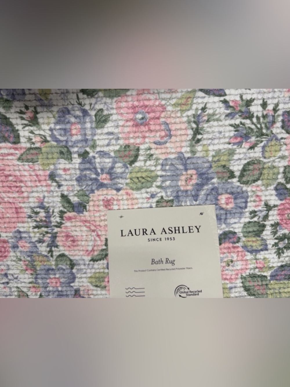Laura Ashley Pastel Floral Bath Rug ~ 17x24”